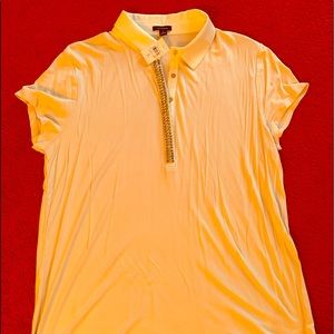 Ann Taylor off white bling polo shirt